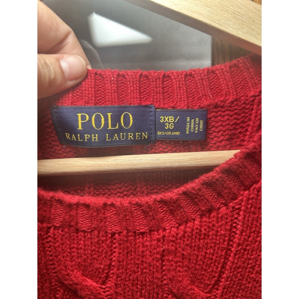 POLO BY RALPH LAUREN PONY MENS RED SWEATER 3XL 100% COTTON BLUE Pony - Picture 4 of 10